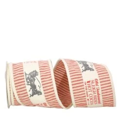 JAM Paper 4" X 5yd. Natural Vintage Ticking Wired Ribbon