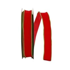 The Ribbon Roll 1.375" X 50yd. Velvet Wired Ribbon Hot Red/Lime -Michaels Shop D378118S 1 1