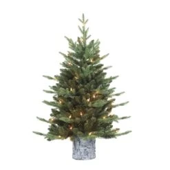 3ft. Pre-LIt Artificial Christmas Tree In Planter, Clear Lights