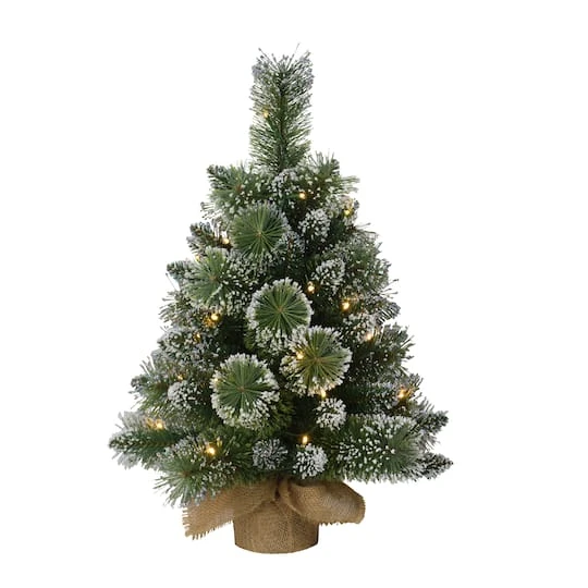 2ft. Pre-Lit Artificial Christmas Tree In Burlap Sack, Warm White LED Lights 4 2ft. Pre-Lit Artificial Christmas Tree In Burlap Sack, Warm White LED Lights - Image 2