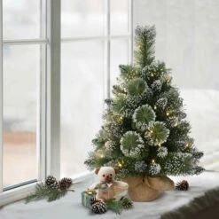 2ft. Pre-Lit Artificial Christmas Tree In Burlap Sack, Warm White LED Lights 9 2ft. Pre-Lit Artificial Christmas Tree In Burlap Sack, Warm White LED Lights -Michaels Shop D393389S 3