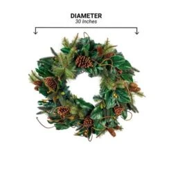 Village Lighting 30" Pre-Lit Magnolia Leaf Christmas Wreath, Clear LED Lights -Michaels Shop D403185S 17