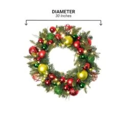 Village Lighting 30" Pre-Lit Festive Holiday Christmas Wreath, Clear LED Lights -Michaels Shop D403188S 18