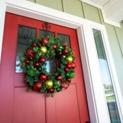 Village Lighting 30" Pre-Lit Festive Holiday Christmas Wreath, Clear LED Lights -Michaels Shop D403188S 7