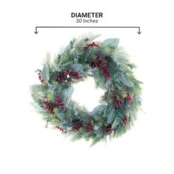 Village Lighting 30" Pre-Lit Winter Frost Christmas Wreath, Clear LED Lights -Michaels Shop D403192S 17