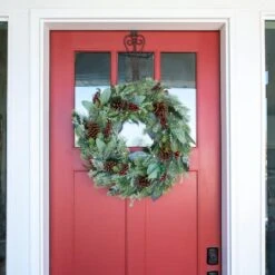 Village Lighting 30" Pre-Lit Winter Frost Christmas Wreath, Clear LED Lights -Michaels Shop D403192S 4