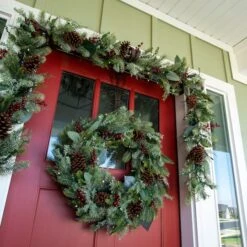 Village Lighting 30" Pre-Lit Winter Frost Christmas Wreath, Clear LED Lights -Michaels Shop D403192S 5