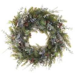 Village Lighting 30" Pre-Lit Rustic White Berry Christmas Wreath, Clear LED Lights -Michaels Shop D403195S 2