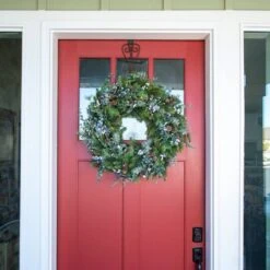 Village Lighting 30" Pre-Lit Rustic White Berry Christmas Wreath, Clear LED Lights -Michaels Shop D403195S 4