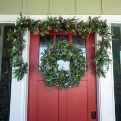 Village Lighting 30" Pre-Lit Rustic White Berry Christmas Wreath, Clear LED Lights -Michaels Shop D403195S 6