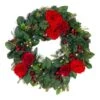 Village Lighting 30" LED Red Peonies & Berry Wreath -Michaels Shop D403198S 1