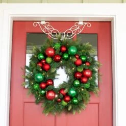 Village Lighting 30" Pre-Lit Christmas Cheer Wreath, Clear LED Lights -Michaels Shop D403201S 2