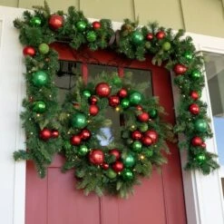 Village Lighting 30" Pre-Lit Christmas Cheer Wreath, Clear LED Lights -Michaels Shop D403201S 5