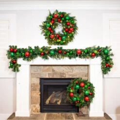 Village Lighting 30" Pre-Lit Christmas Cheer Wreath, Clear LED Lights -Michaels Shop D403201S 7