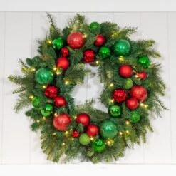 Village Lighting 30" Pre-Lit Christmas Cheer Wreath, Clear LED Lights -Michaels Shop D403201S 8