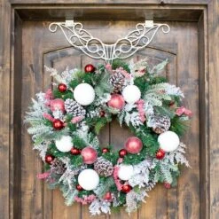 Village Lighting 30" Pre-Lit Frosted Wonderland Christmas Wreath, Red & Clear LED Lights -Michaels Shop D403209S 5