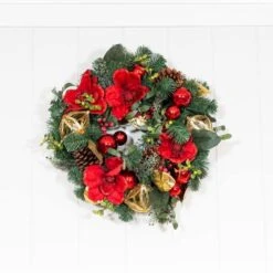 Village Lighting 24" Red Magnolia Wreath -Michaels Shop D403212S 5