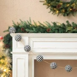 Glitzhome® 6ft. Black & White Plaid Fabric Garland, 2ct. -Michaels Shop D445246S 6