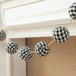 Glitzhome® 6ft. Black & White Plaid Fabric Garland, 2ct. -Michaels Shop D445246S 8