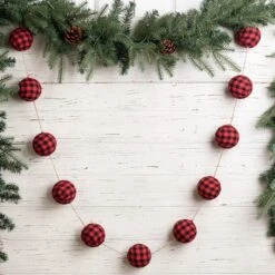 Glitzhome® 6ft. Red & Black Plaid Fabric Garland, 2ct. -Michaels Shop D445248S 2