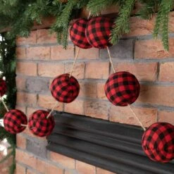 Glitzhome® 6ft. Red & Black Plaid Fabric Garland, 2ct. -Michaels Shop D445248S 4