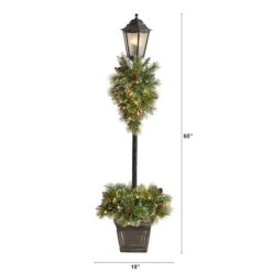 5ft. Pre-Lit LED Holiday Decorated Lamp Post With Faux Greenery In Decorative Container -Michaels Shop D478687S 2