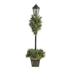 5ft. Pre-Lit LED Holiday Decorated Lamp Post With Faux Greenery In Decorative Container -Michaels Shop D478687S 3