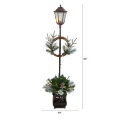 5ft. Pre-lit LED Holiday Decorated Lamp Post With Greenery In Decorative Planter -Michaels Shop D478688S 2