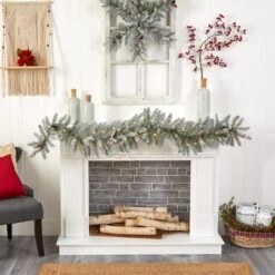 6ft. Pre-Lit LED Frosted Christmas Garland With Pinecones -Michaels Shop D478766S 6