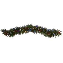 6ft. Pre-Lit LED Snow Tipped Extra Wide Christmas Garland With Pinecones & Berries