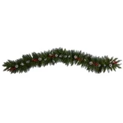 6ft. Pre-Lit LED Snow Tipped Extra Wide Christmas Garland With Pinecones & Berries -Michaels Shop D478771S 3