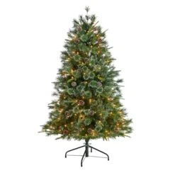4ft. Pre-Lit Snowed Tipped Clermont Mixed Pine Artificial Christmas Tree, Clear Lights -Michaels Shop D478793S 1 1