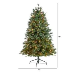 4ft. Pre-Lit Snowed Tipped Clermont Mixed Pine Artificial Christmas Tree, Clear Lights -Michaels Shop D478793S 2