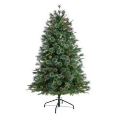4ft. Pre-Lit Snowed Tipped Clermont Mixed Pine Artificial Christmas Tree, Clear Lights -Michaels Shop D478793S 3
