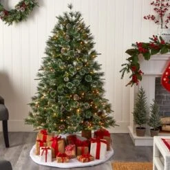 4ft. Pre-Lit Snowed Tipped Clermont Mixed Pine Artificial Christmas Tree, Clear Lights -Michaels Shop D478793S 7