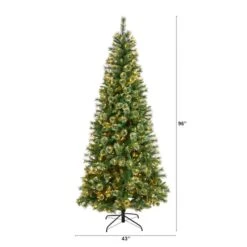 8ft. Pre-Lit Wisconsin Snow Tip Pine Artificial Christmas Tree, Clear LED Lights -Michaels Shop D478803S 2