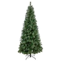 8ft. Pre-Lit Wisconsin Snow Tip Pine Artificial Christmas Tree, Clear LED Lights -Michaels Shop D478803S 3