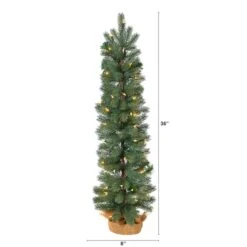 3ft. Pre-Lit Green Pine Artificial Christmas Tree With Burlap Base, Warm White Lights -Michaels Shop D478806S 2