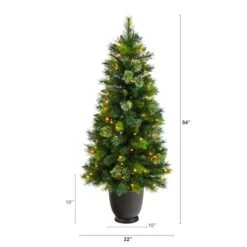 4.5ft. Pre-Lit Oregon Pine Artificial Christmas Tree In Decorative Planter, Warm White Lights -Michaels Shop D478818S 2