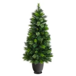 4.5ft. Pre-Lit Oregon Pine Artificial Christmas Tree In Decorative Planter, Warm White Lights -Michaels Shop D478818S 3