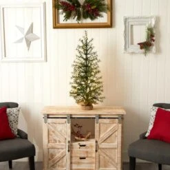 3ft. Pre-Lit Artificial Christmas Tree In Burlap Base, Clear LED Lights -Michaels Shop D478823S 9