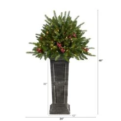 4ft. Pre-Lit Glittered Artificial Christmas Plant On Pedestal, Multicolor LED Lights -Michaels Shop D478834S 2