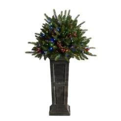 4ft. Pre-Lit Glittered Artificial Christmas Plant On Pedestal, Multicolor LED Lights -Michaels Shop D478834S 3