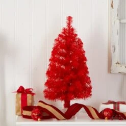 2ft. Pre-Lit Red Artificial Christmas Tree, Warm White LED Lights -Michaels Shop D478850S 7