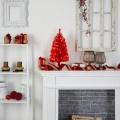 2ft. Pre-Lit Red Artificial Christmas Tree, Warm White LED Lights -Michaels Shop D478850S 8