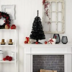 3ft. Pre-Lit Black Artificial Christmas Tree, Warm White LED Lights -Michaels Shop D478852S 10
