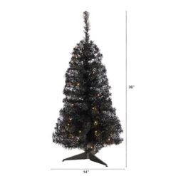 3ft. Pre-Lit Black Artificial Christmas Tree, Warm White LED Lights -Michaels Shop D478852S 2