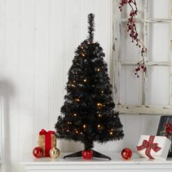 3ft. Pre-Lit Black Artificial Christmas Tree, Warm White LED Lights -Michaels Shop D478852S 7