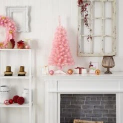 3ft. Pre-Lit Pink Artificial Christmas Tree, Warm White LED Lights -Michaels Shop D478853S 10
