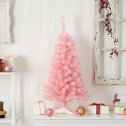 3ft. Pre-Lit Pink Artificial Christmas Tree, Warm White LED Lights -Michaels Shop D478853S 8